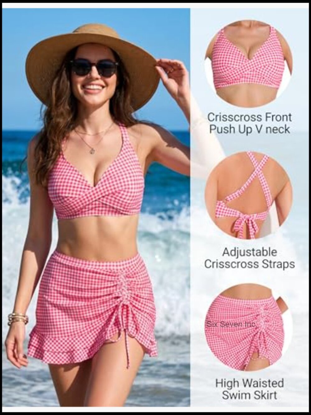 High Waisted Bikini Set with Swim Skirt and Adjustable Straps - Picture 4 of 5